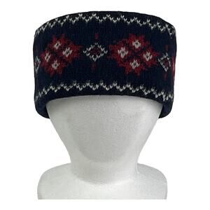 Fair Isle Wool Blend Headband One Size Blue Red